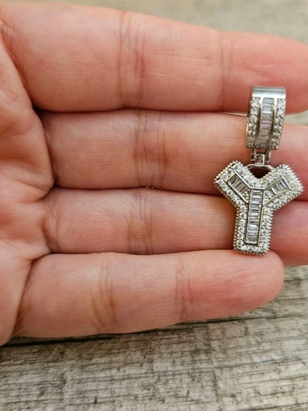 Sterling Silver Y-Shaped Crystal Pendant